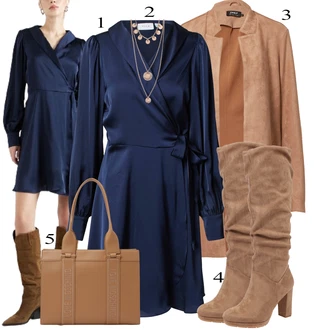 outfit mit Roza/Zlati Bogato okrašena ogrlica/Statement-verižica/Verižica/Fine verižica/Komplet nakita Pilgrim "Zimski outfit"