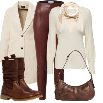 Outfit sa Bež/Kaki Prijelazni Kaput/Lagani Kaput/Kaput od Vunenog Flisa/Kaput od Kašmira/Zimski Kaput Vuneni kaput/Vintage Kaput/Midi Kaput/loden kaput Only "Zimski outfit za slobodno vrijeme"
