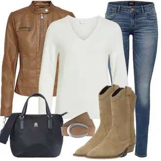 Outfit s Hnědá Kovbojská kotníková bota/Kovbojská Bota/Westernová Kotníková Bota About You "Stylové kombinace pro volný čas"