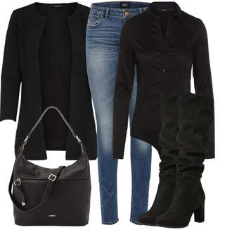 Outfit s Černá Pletenina veľkej veľkosti/Kabát/Tunika Only "Nonšalantní look pro volný čas"