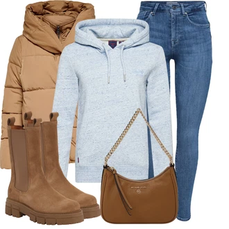 Outfit s Hnědá/Béžová Kozačka Chelsea Boty/Klasická Kozačka Apple of Eden "Každodenní vzhled"