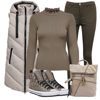 Streetwear Outfit s Šedá/Tmavě zelená/Hnědá/Khaki Teniska Tenisky s Bočním Zipem/Teniska teddy/Plátěná Teniska/Zimní Tenisky Converse "Cool každodenní outfit"Look: Ležérní, Klasické, Skater, Chytrý příležitostný, Sportovní, Streetwear, Unisex