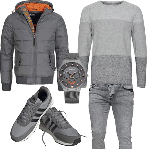 Grau Overall/Winter Parka/Regenjacke Indicode Jeans kombinieren