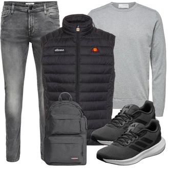 Outfit mit Schwarz/Grau/Hellgrau/Dunkelgrau Laufschuh/Joggingschuh/Fitnessschuh/Fitnessschuh/Gymnastikschuh/Bequemer Schuh/gesundheitsschuh/Sneaker/Walkingschuh Adidas Performance "Cool Outfit"
