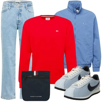 90er Outfit mit Hellblau Loose fit Jeans/Dad Jeans/Vintage Jeans/Mom Jean/Girlfriend Jeans/Cropped Jeans/Wide Leg Jean/Boyfriend Jean Jack & Jones "Cool Outfit"Look: Uni, 90er, Classic, Vintage