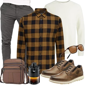 Outfit mit Dunkelgrün/Braun Kariertes Hemd/Flanellhemd Only & Sons "Cool Outfit"