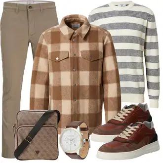Outfit mit Khaki Hose Große Größe/Slim Hose/Twill Hose/Skinny Hose Jack & Jones "Cool Outfit"