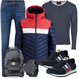 Outfit mit Blau/Dunkelblau/Hellblau T-Shirt & Top/Klassische Länge/Strick Top/Langarm-Shirt/Langes Oberteil/Longshirt/Hemdoberteil Key Largo "Cool Outfit"