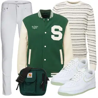 Outfit mit Grau/Creme/Weiß/Beige Basic Pullover/Carmenpullover/Kaschmir Pullover/Strickpullover/Nicki Pullover/Einfacher Pullover/Gestreifter Pullover/Wollpullover/Winterpullover qs "Cool Outfit"