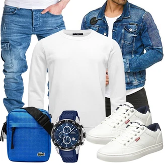 Jeans Outfits mit Blau/Hellblau Kurze Jeansjacke Redbridge "Cool Outfit"