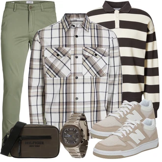 Retro Outfit mit Beige/Khaki/Braun Schmaler Sneaker/Sneaker Low/Leder Sneaker/Sommer Sneaker/Vintage Sneaker/Teddy Sneaker/Skateschuh New Balance "Cool Outfit"Look: Esthetische, Rap, Skater, Sportlich, Schön, Unisex, Streetwear, Smart Casual, Retro, Casual