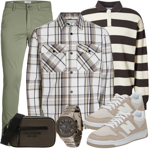 Grau/Beige/Creme FlanellHemd/Kariertes Hemd Jack & Jones kombinieren