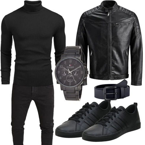 Schwarz/Braun Sportjacke/Motorradjacke/Jacke mit Seitlichem Reißverschluss/Außergewöhnliche Jacke/Bikerjacke/Kunstfaserjacke/Leder Bomberjacke/Kunstlederjacke Jack & Jones kombinieren