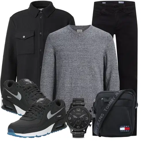 V-Ausschnitt Grau/Dunkelblau/Dunkelgrau/Hellgrau WollPullover/FeinstrickPullover/Basic Pullover/Kaschmir Pullover/Einfacher Pullover/StillPullover Jack & Jones kombinieren