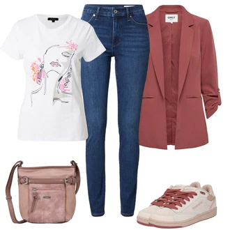 outfit mit Modra/Svetlo Modra/Temno Modra Hlača velika velikost Pajkice Velika Velikost S.Oliver "Kul videz za pomlad"