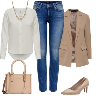 Outfit s Béžová/Hnědá Lodička s vysokým nártem/Lodička na Vysokém Podpatku/Business Bota/Vintage Lodička/Lodička Nízký Podpatek/Kožená bota/Bota Na Podpatku/Pohodlná lodička Tamaris "Cool vzhled na jaro"