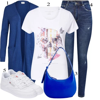 Denim outfits mit Temno modra/Modra Kavbojke z Razporkom/Usnjena Jakna/Usnjene Čevlje/Zimska jakna/Kavbojke na Poteg/Push up Kavbojke/Kavbojke Visokega Pasu/Kavbojke z Luknjo/Usnjene jakne/Ženske 7/8 Kavbojke/Gležnarji Only "Obleka za prosti čas"