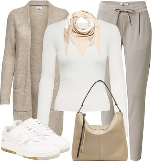 Festival Outfit s Hnědá/Béžová/Bílá/Khaki Klobouk Bandana/Šátek na hlavu/Šál About You "Nonšalantní look pro volný čas"Look: Den na pláži, Koncert, Festival, Škola, Nový Rok