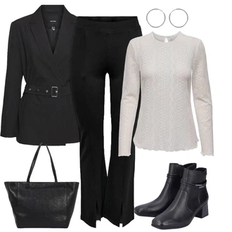 Svatovski gost Outfit sa Bijela/Narandžasta/Ljubičasta/Krem/Crna Hlače Lepršave Hlača/Tajica Zvonolikog Kroja/Hlača od Odijela/Hlače s Prorezom JACQUELINE De YONG "Elegantan zimski odjevni komplet"