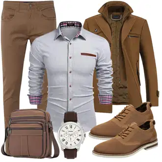 Elegante Outfits Coole mit Khaki/Braun/Beige YOUTHUP "Elegant Outfit"Look: Schön, Büro, Zuhause, Indoor, Schütze, Outdoor, Workwear, Maritim, Moderne, Western, Coole