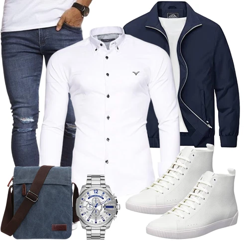 DunkelBlau/Blau Jacke mit Seitlichem Reißverschluss/Wendejacke/Uniformjacke/Leichte Jacke/Frühlingsjacke/Bomberjacke/Innenfutter Jacke/Sommerjacke/Coachjacke/Nylonjacke MAGCOMSEN kombinieren