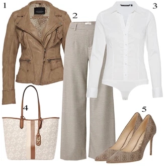 Ovratnik s pritrdilnimi gumbi outfit mit Krem/Bela Srajca/Bluzasti Body/Slim Fit Bluza VERO MODA "Obleka za prosti čas"