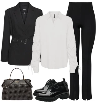 Outfit s Černá Oxfordská Bota/Šněrovací bota/Vintage šněrovací bota Tamaris "Elegantní zimní outfit"