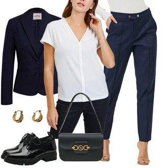 Outfit s Černá Oxfordská Bota/Šněrovací bota/Vintage šněrovací bota Tamaris "Elegantní zimní outfit"