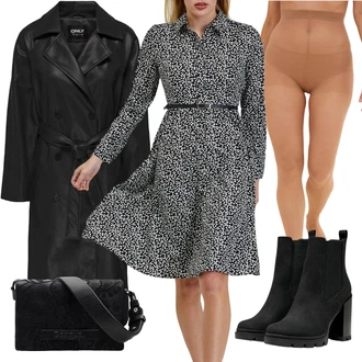 Outfity na zimu Áčkového Střihu s Zelená/Fialová/Červená/Hnědá orsay "Elegantní zimní outfit"Look: Áčkového Střihu