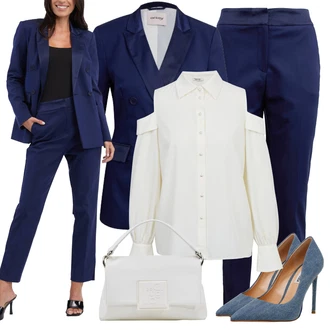 Ležérní Pracovní pohovor Outfit s Tmavě modrá orsay "Elegantní zimní outfit"Look: Chytrý příležitostný, Elegantní, Šik, Pracovní oděvy, Ležérní, Egirl