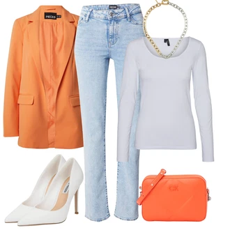Outfit s Bílá/Béžová/Zlatý/Stříbrný/Šedá Jemný Řetízek/Obojek/Collier Calvin Klein "Elegantní zimní outfit"