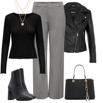 Outfity na zimu Pruhovaný s Šedá Only "Elegantní zimní outfit"