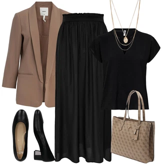 Outfity na zimu s Černá Halenka Móda Pro Plnoštíhlou/Halenka a Tunika Tunika/Tričko & Top Móda Pro Plnoštíhlé JdY "Elegantní zimní outfit"