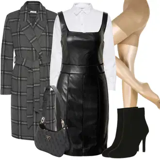 Outfit s Šedá/Tmavě zelená/Tmavě šedá Přechodový Kabát/Kašmírový Kabát/Kabát Bouclé/Midi Kabát/Zimní Kabát Vlněný kabát/Tweedový Kabát/Frock Kabát/Vlněný Kabát Lascana "Elegantní zimní outfit"