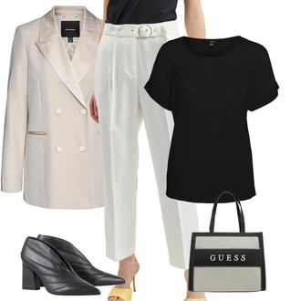 Outfity na zimu s Krémová/Bílá orsay "Elegantní zimní outfit"
