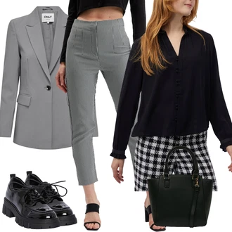 Outfity na zimu s Šedá/Zelená/Světle šedá/Bílá orsay "Elegantní zimní outfit"
