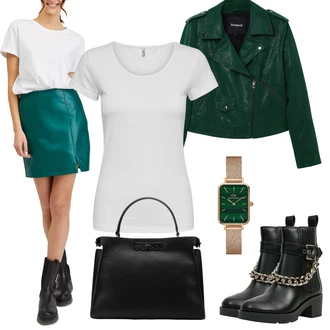 Oblečení se sukní Egirl s Neonové barvy/Tmavě zelená/Zelená Desigual, Zelená/Tyrkysový/Tmavě zelená orsay "Elegantní zimní outfit"Look: Lehký, Pracovní oděvy, Klasické, 70tá léta, Ležérní, Trendový, Pohodlný, Boho, Italský, Egirl, Cool, Burleska, Irský
