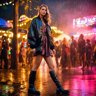 Festival Outfit Velike velikosti mit Skater obleka/Obleka s potiskom/Mini obleka/Obleka s halterji/Cvetlična Obleka Trendyol "Festival Rainy Style"