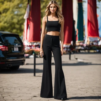 Outfity pro zábavu Lehké s Černá/Hnědá/Modrá Krátký Top/Bustierový Top/Krátký top/Halenek top/Tílko s ořezem Nasty Gal "Festivalové kalhoty vzhled"