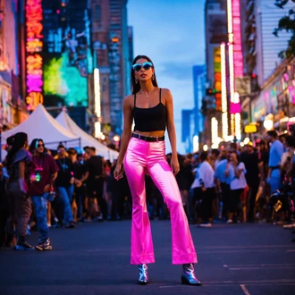 Outfity pro zábavu Tropický s Modrá/Béžová/Hnědá Sluneční Brýle/Brýle "Festivalový styl s růžovými kalhotami"