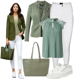 Outfits for chubby mit Siva/Bela/Krem Termo Hlača/Jeggings/Pajkice z Visokim Pasom/Treggings/Pajkice z Razporkom/Skinny Hlače VERO MODA "Pomladanski Outfit"