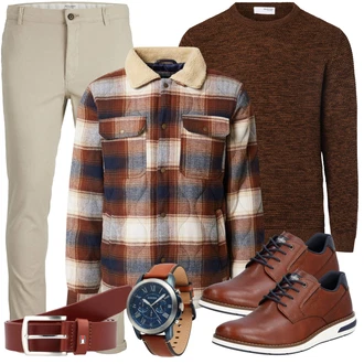 Keilabsatz Outfit mit Braun/Beige/Orange SchnürSchuh/LederSchuh/FreizeitSchuh/Oxford Schuh/gesundheitsSchuh/Leder Sneaker/Schnürer/WalkingSchuh Rieker "Freizeit Outfit"