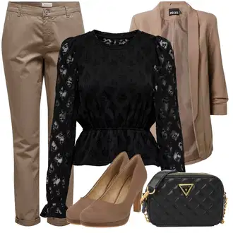 Elegantan Outfit sa Crna Čipkasta Bluza/Bluza Vrh/Bluza s Puf Rukavom/Dječja igračka/Carmen Bluza/Elegantna Bluza/Bluza Dugih Rukava/Peplum Bluza Only "Proljetni outfit"Look: Stil, Steampunk, Old Money, Gotički, Babydoll, Šik, Elegantan