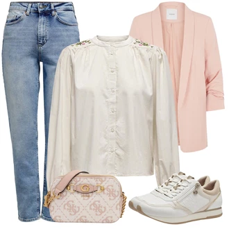Kombinacije od trapera sa Pink Oversize Sako/Boyfriend Sako/Elegantni Sako/Sakoi za Bluzu/Kratki Sako/Dugi Sako/Kožna jakna za muškarce/Kožna Jakna za Muškarce/Casual Sako/Znojni Sako Pieces "Outfit za proljeće"