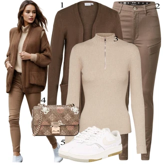 Cargo pants outfits mit Khaki/Siva/Rjava/Bež Pletene velika velikost/Pletenina/Plašč Vila "poletni videz"