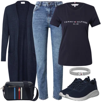 Outfit sa Bijela/Krem/Siva/Srebro/Tamnosiva Narukvica/Remen za sat/Narukvica Tommy Hilfiger "Outfit za proljeće"