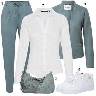 Ovratnik s pritrdilnimi gumbi outfit mit Krem/Bela Srajca/Bluzasti Body/Slim Fit Bluza VERO MODA "Pomladanska Obleka"