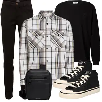 Elegant Outfit mit Schwarz/Khaki/Dunkelbraun Slim Hose/Skinny Hose/Cord Legging/Chino Hose/CordHose/Jeggings/StretchHose Jack & Jones "Frühlings Outfit"Look: Uni, Outdoor, Coole, Old Money, Smart Casual, Unisex, Elegant, Büro, Casual, Schlichte