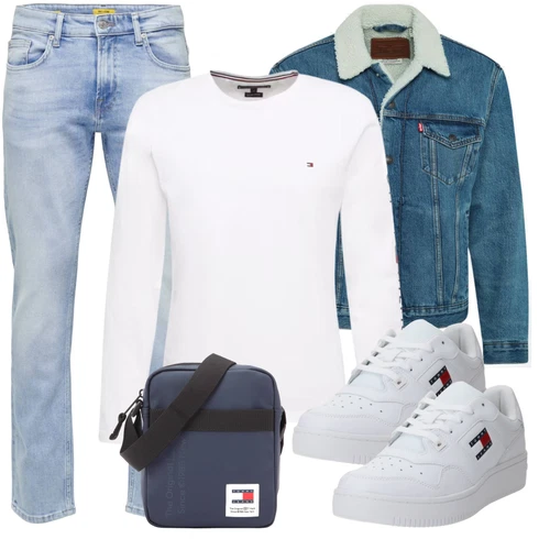 Weiß/Creme Bluse Große Größe/Shirt & Top Große Größe/Sweatmode/Langarm-Shirt/Longshirt Tommy Hilfiger kombinieren