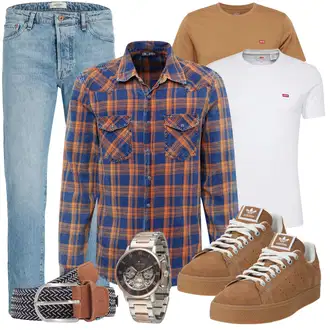 Frühlings Outfits Esthetische mit Khaki/Braun/Beige Ausgefallenes T-shirt/Casual T-Shirt/Funktions T-Shirt/Sport-T-Shirt/Laufschuhe für Männer/Kurzarm T-Shirt levi's ® "Frühlings Outfit"Look: Uni, Casual, Streetwear, Esthetische, Workwear, Unisex, Retro